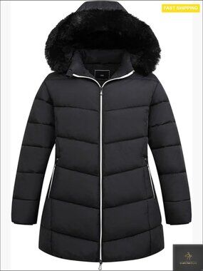Plus Size Winter Windproof Warm Down Coat Hooded Puffer Jacket
